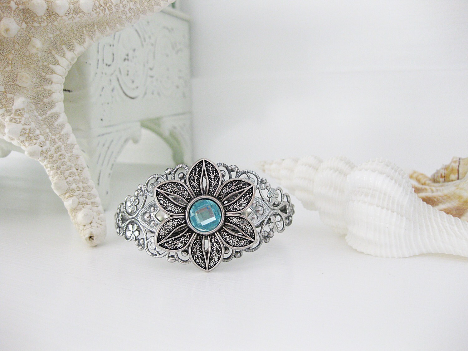 Blue Crystal Cuff Bracelets Silver Cuff Bracelets Cuff