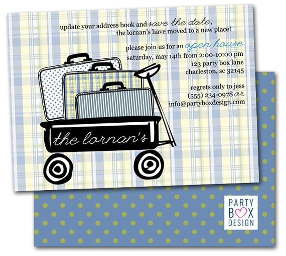 Items similar to Suitcase Open House Party Invites (20 printed invites