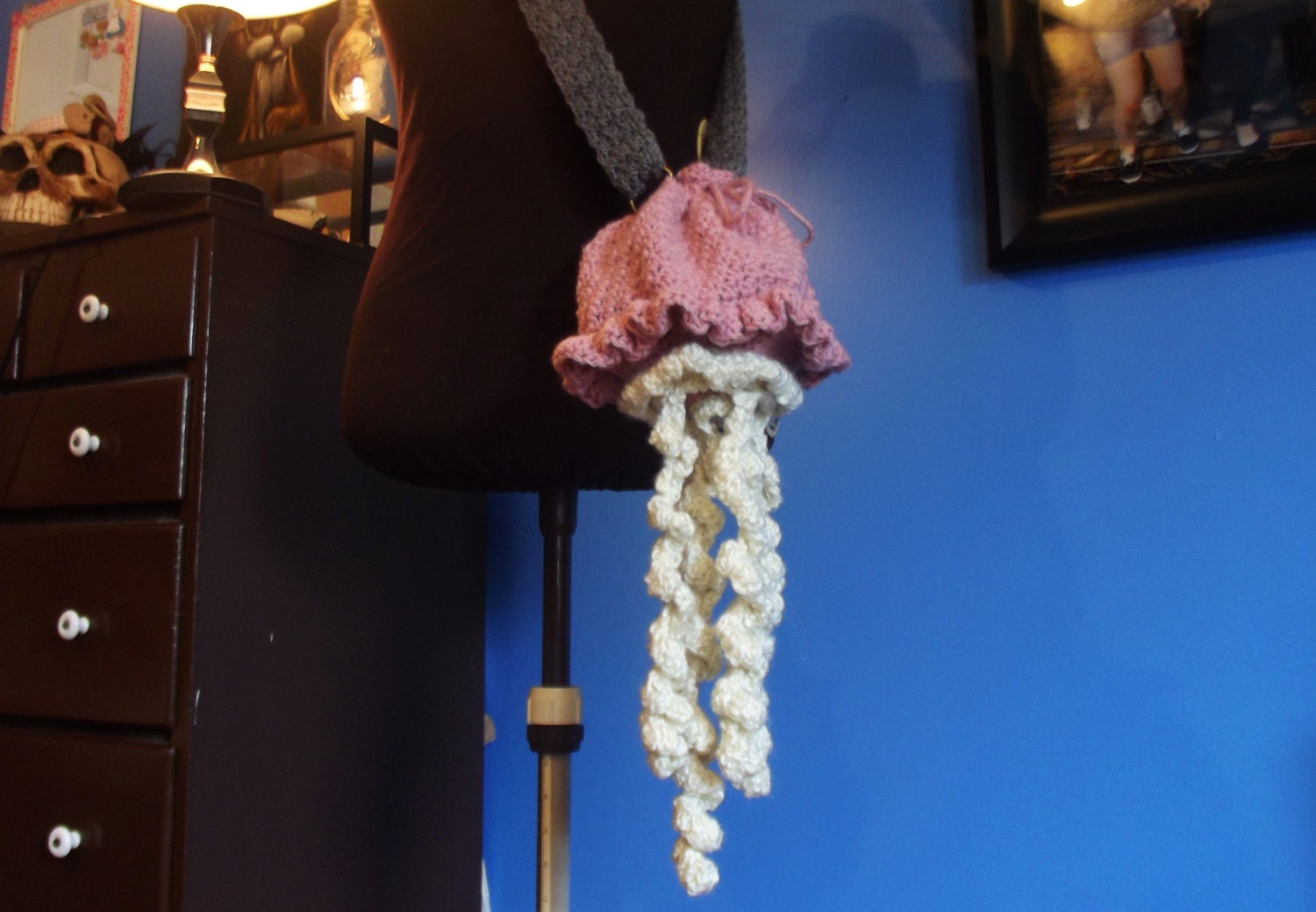 Drawstring crossbody Jellyfish bag MADE TO ORDER