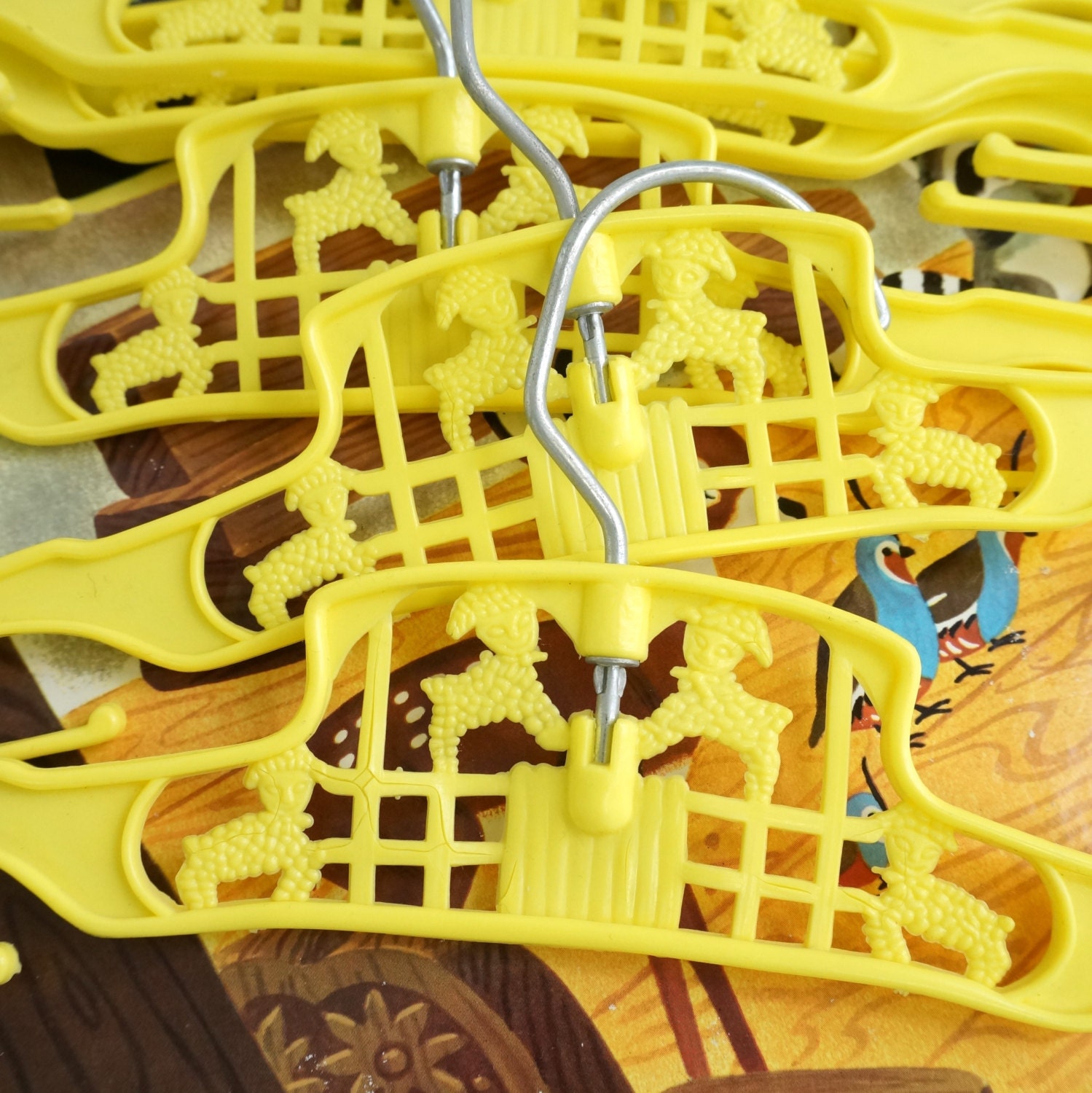 Vintage Little Lambs Baby Clothes Hangers / Set of 6 / Unisex New Baby