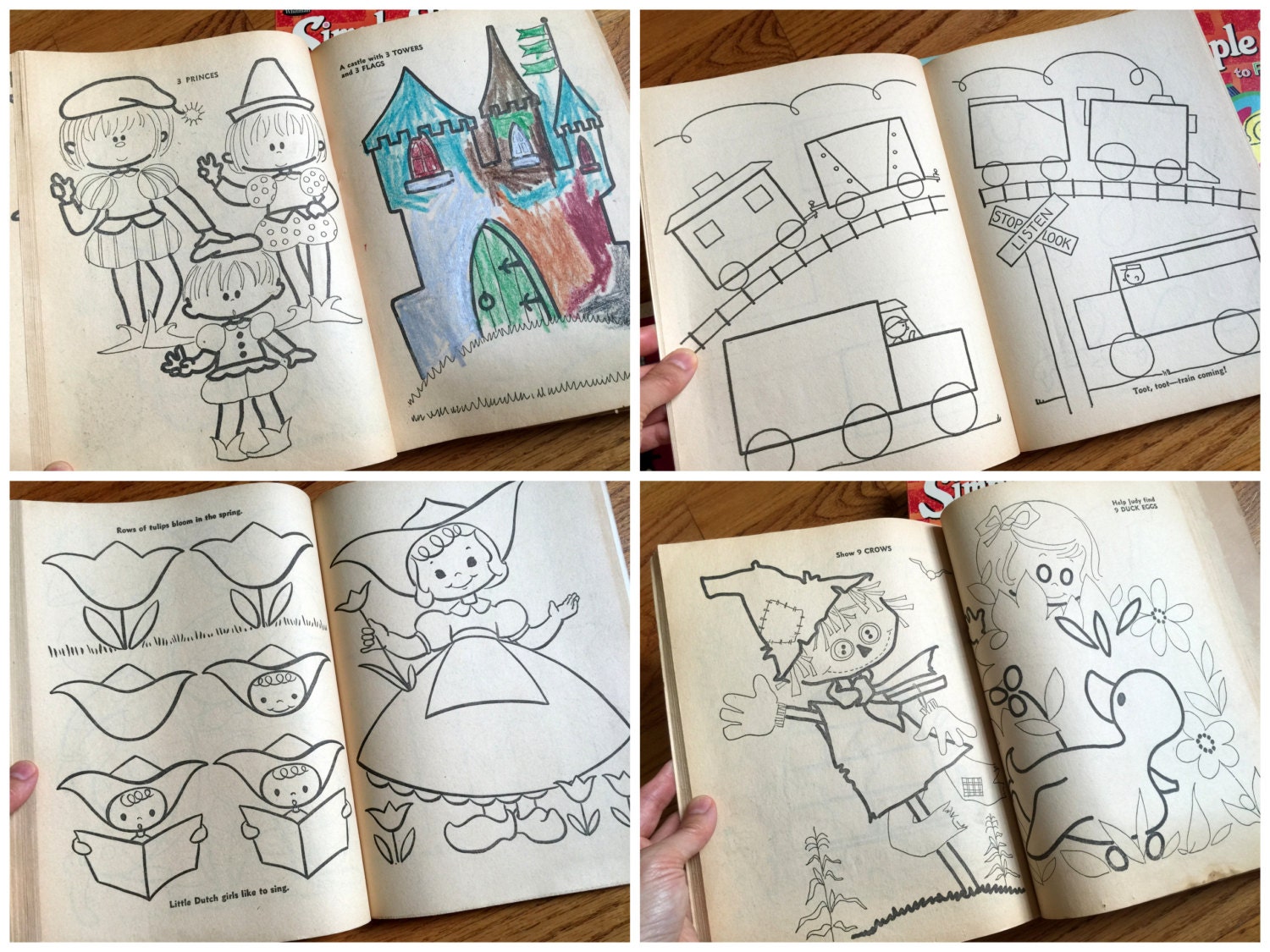 Vintage 1960s Whitman Coloring Book Set of 4 / Minimally Used