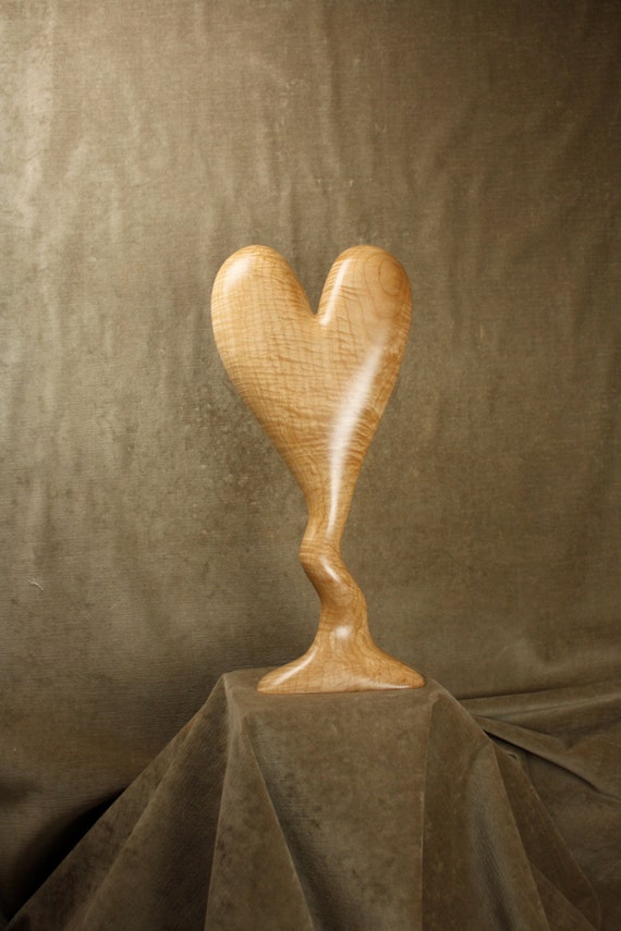A wall decor wood Heart Art sculpture wood by TreeWizWoodCarvings