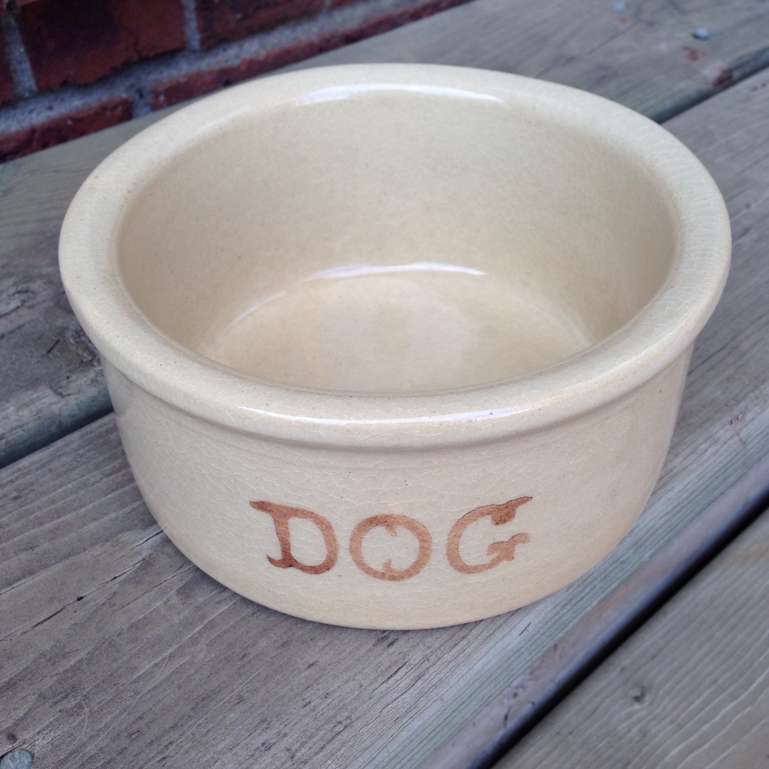 Vintage Roseville Stoneware Dog Dish 6