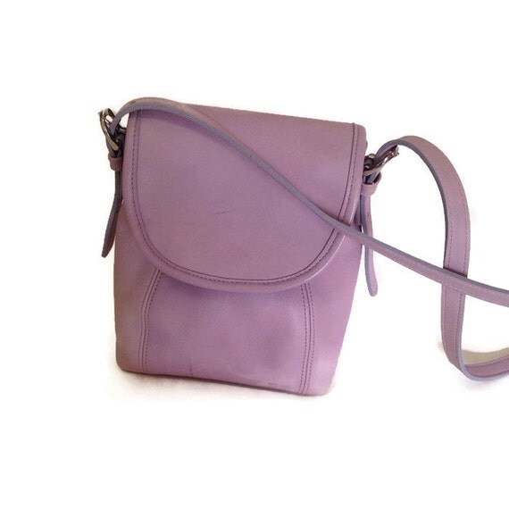 Vintage Coach Purse Cross Body Bag Purple Leather by VintageGirLNY