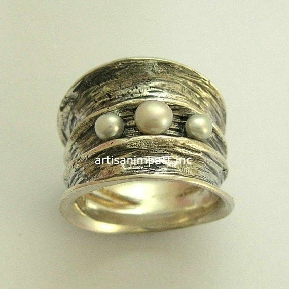 Sterling Silver Statement ring wide silver band by artisanimpact