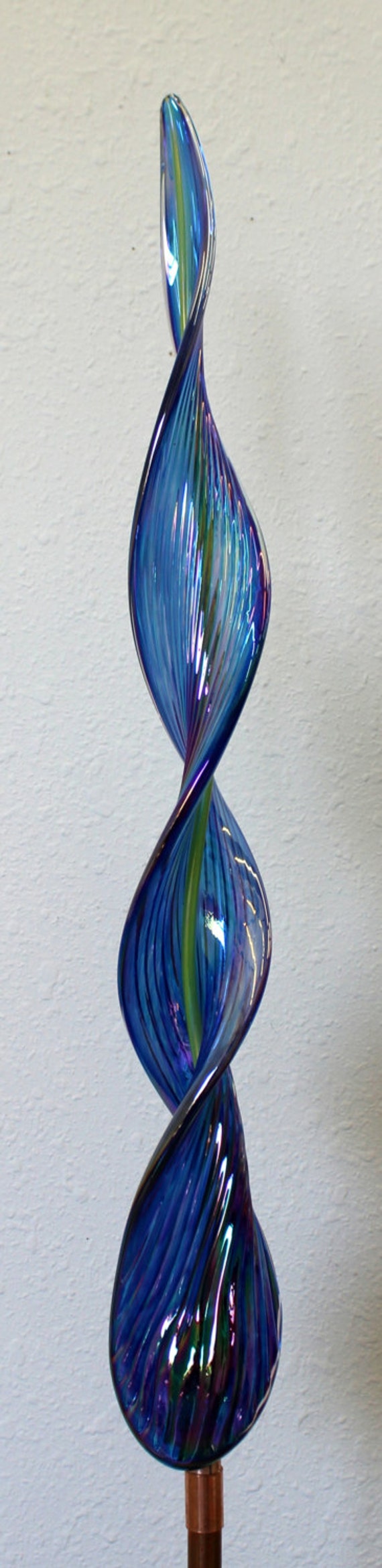 Hand Blown Glass Garden Art Outdoor Sculpture Decor COBALT