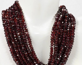 Mozambique Garnet Rondelles Beads Rondels Faceted January Birthstone Earth Mined - 7-Inch Strand - 4.5mm, 5mm 5.5mm or 6mm Beads -