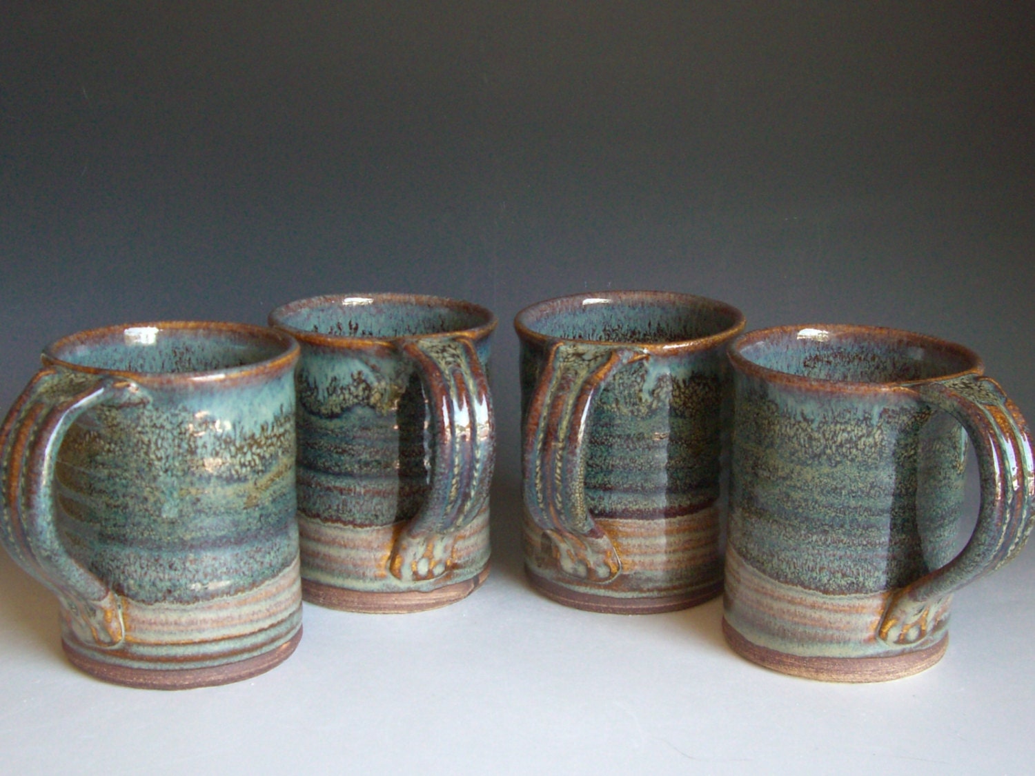 Hand Thrown Stoneware Pottery Mugs Set Of 4 By GuccionePottery