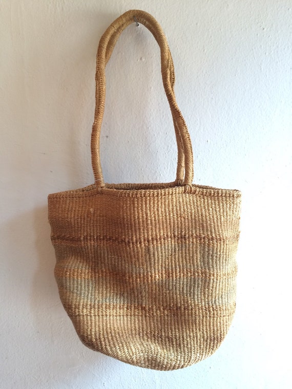 Vintage Woven Straw Tote Beach Bag