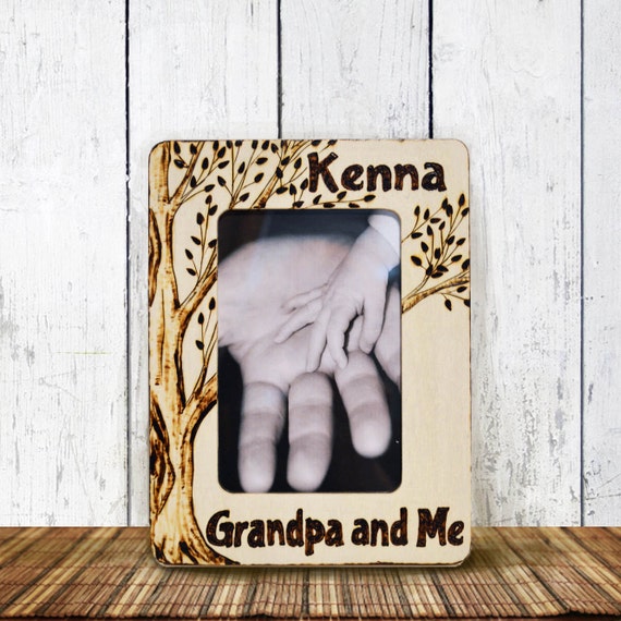 Grandpa and Me Picture Frame Wood Burned Personalized Rustic