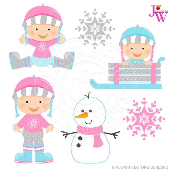 Download Girls Winter ONEderland Digital Clipart - Commercial Use OK - Winter Baby Graphics, Winter Baby ...