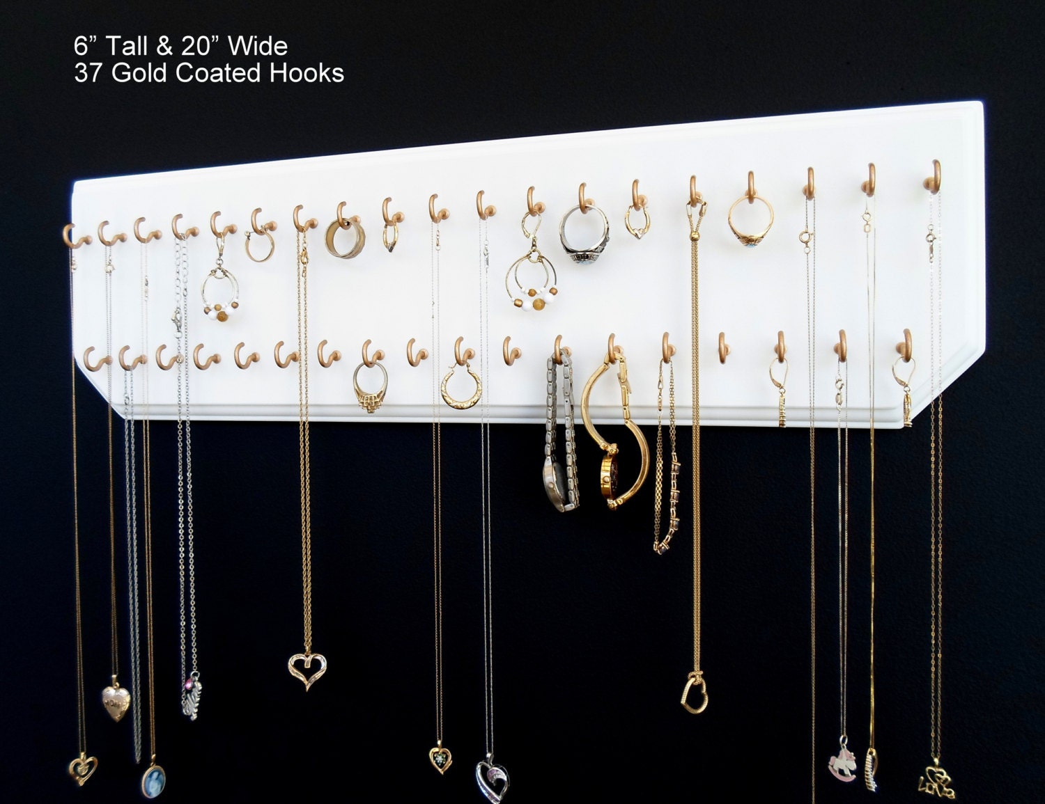 6x20White 37Gold Necklace Holder Jewelry by eznecklaceholder