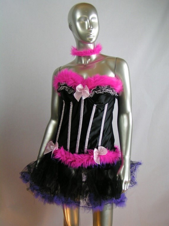 Luscious Faux Fur Trimmed Bustier Corset Top with Matching