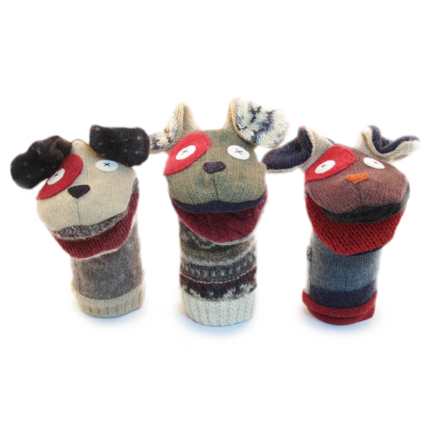 Hand Puppet Dog Surprise Me Reclaimed Wool by CateAndLevi