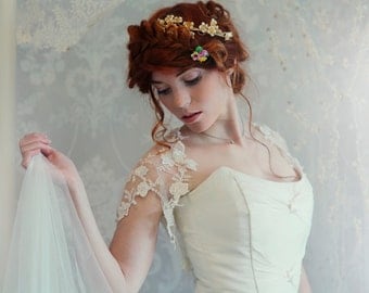 Lace Bridal shrug - Ivory embroidered tulle