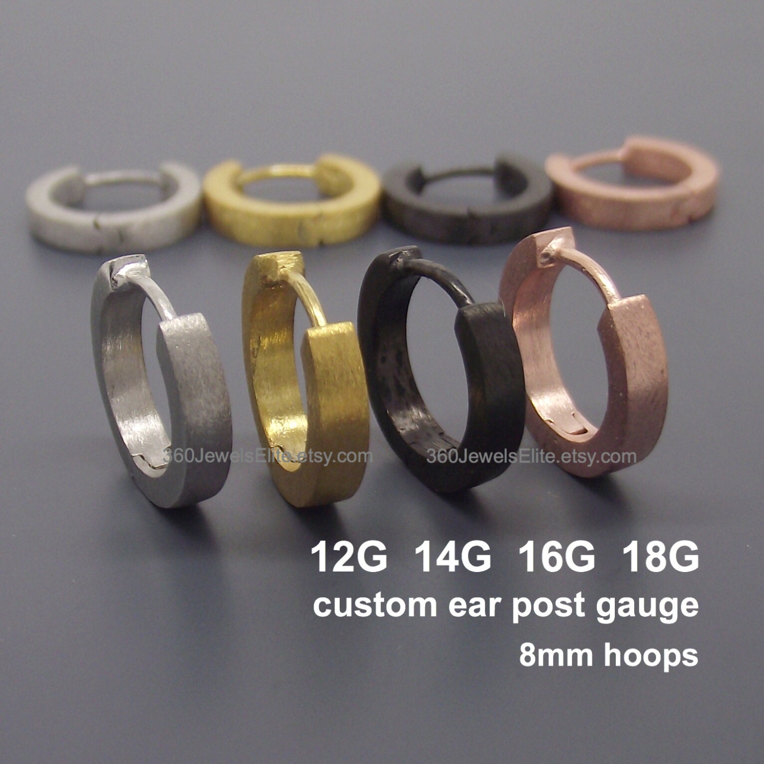 Custom gauged earrings for men Gauge hoop earrings 12G 14G