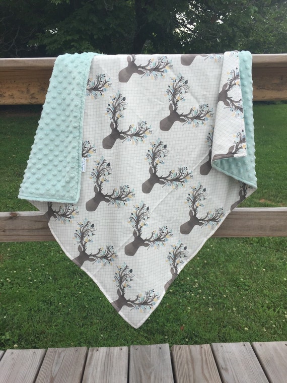 Minky Baby Blanket Deer Antlers Woodland Theme Deer by ...