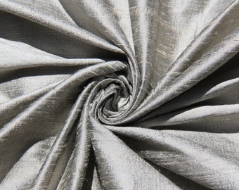 Pewter 100% dupioni silk fabric yardage By the Yard 55" wide