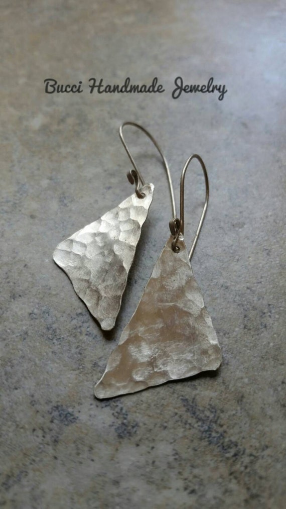 Shiny Silver Triangle Earrings hand by BucciHandmadeJewelry