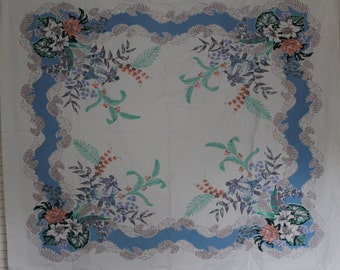 Vintage Floral Table Cloth Retro Fabric Flower Print Tablecloth Linen