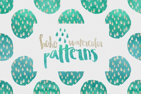 70% OFF Digital paper, Boho Watercolor Patterns - 16 digital pattern backgrounds