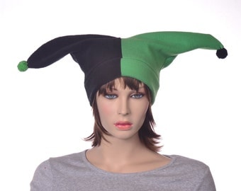 Black Three Point Jester Hat with Plain Tips by MountainGoth