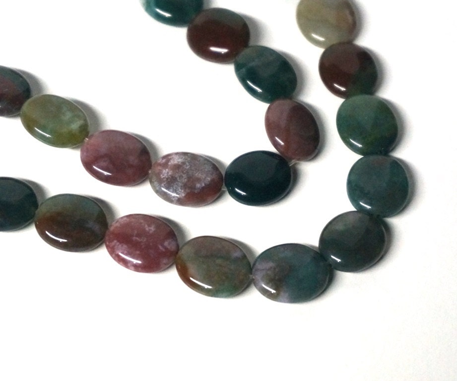 Fancy Jasper beads 14mm oval gemstone HALF by RiverSongBeads