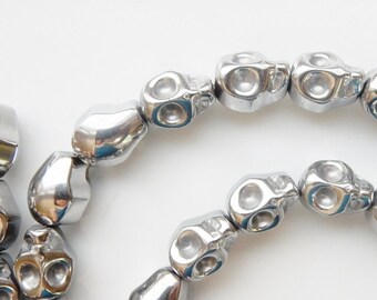 Silver hematite skull beads (10x8mm)