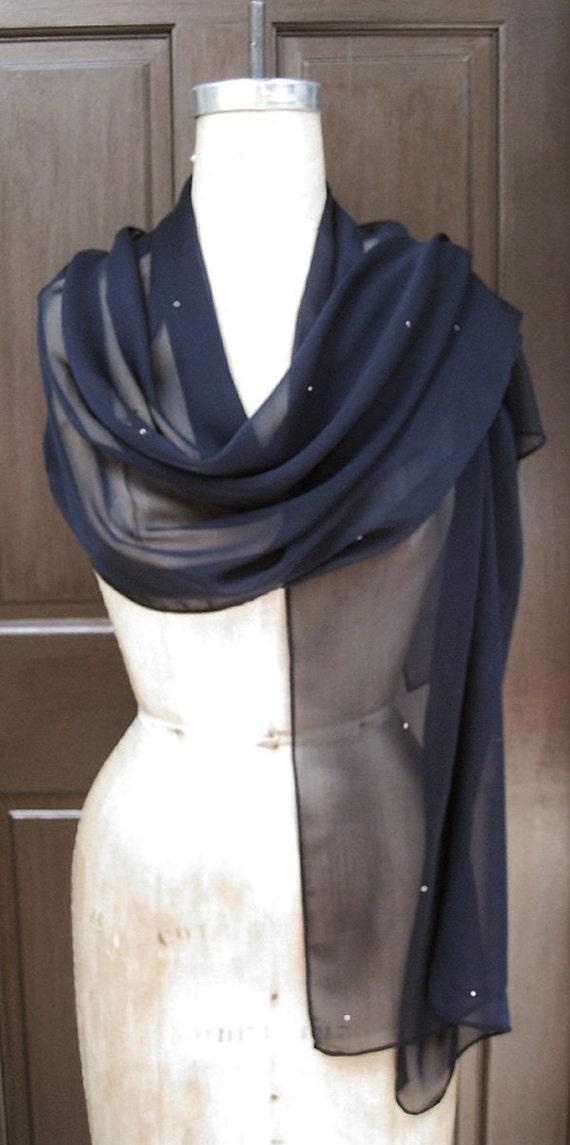 navy blue chiffon wrap