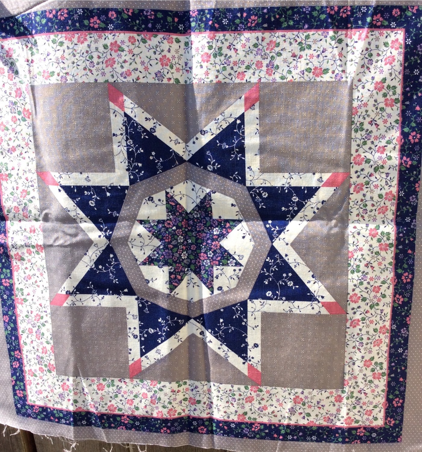 Star Quilt Block Vintage Fabric Pillow Pattern retro fabric