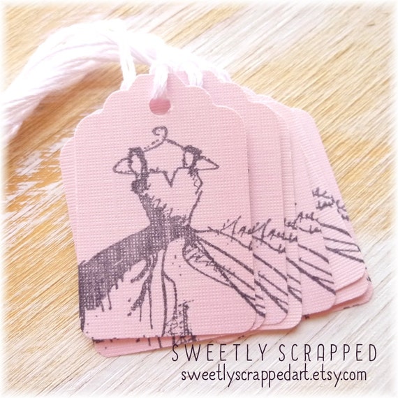 Pink Dress Tags ... Blush,  Shabby, Wedding, Party Favor Gift Tag, Packaging, Clothing, Princess, Labels