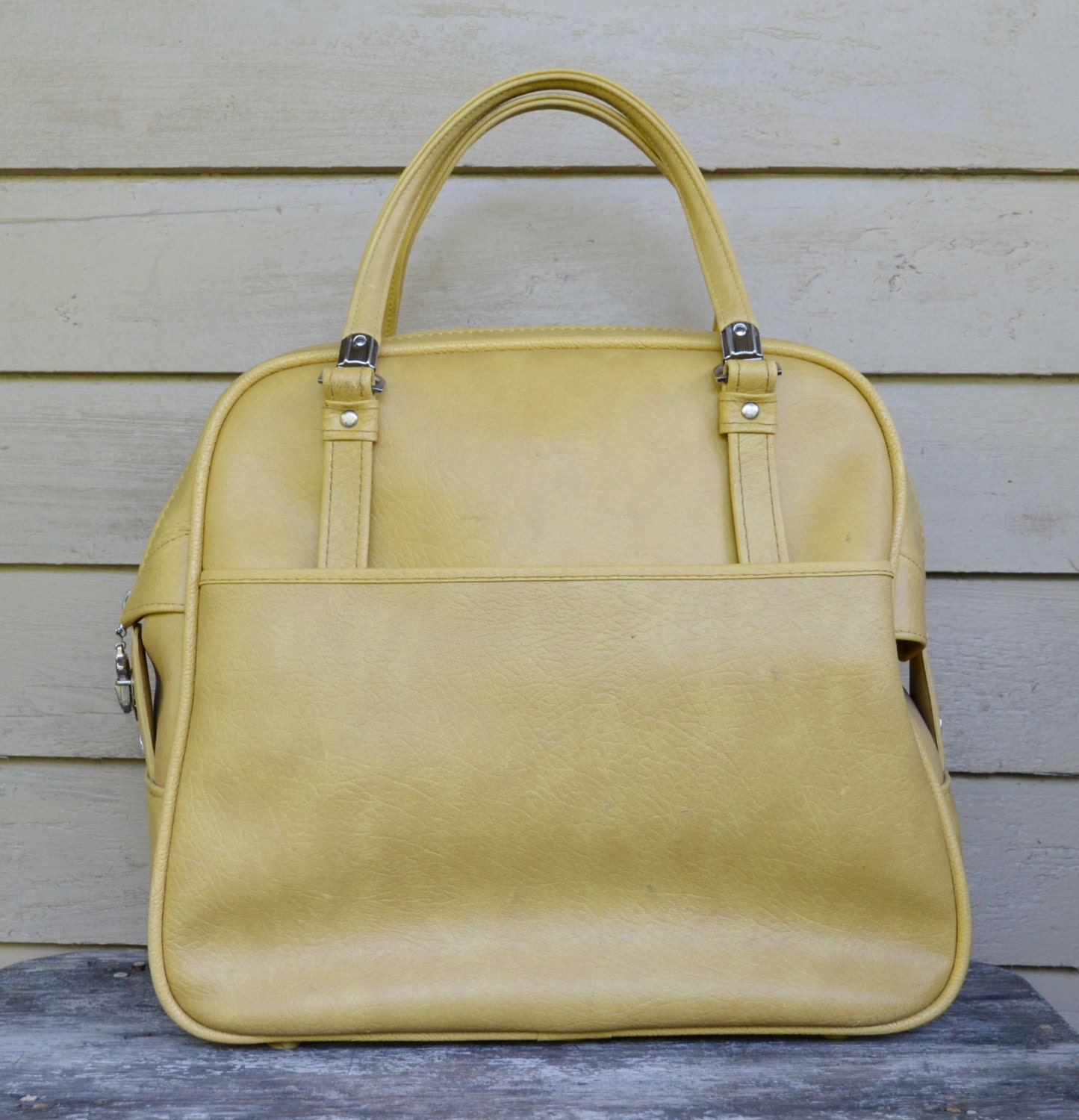 Vintage Carry On Luggage 1970s Mustard Yellow by EaDoVintage