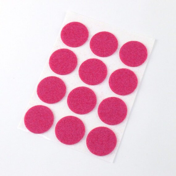 1" Med Pink Adhesive Felt Circles 12 Pack