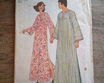 1974 Simplicity Sewing Pattern 6695 Misses Long Caftan Lounge Dress Beach Coverup Size 10 uncut- Vintage caftan pattern, caftan, coverup