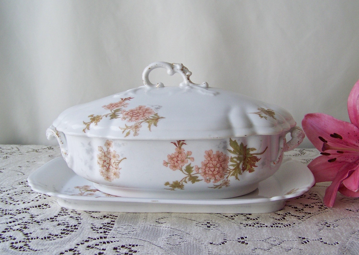 Vintage Porcelain Serving Dish Covered Vegetable by CynthiasAttic