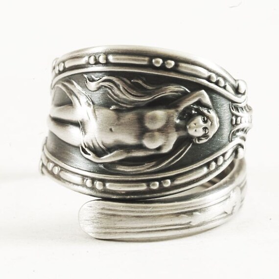 Art Nouveau Venus Goddess Sterling Silver Spoon Ring, Handmade ...