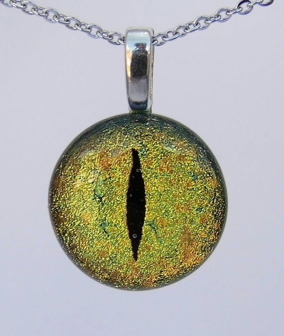 Golden yellow dichroic glass Dragon eye by SteveSmithJewellery