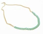 Turquoise And Gold Necklace - Chevron necklace  - V necklace - gift for her - Bridesmaid Jewelry - Dainty necklace - everyday necklace