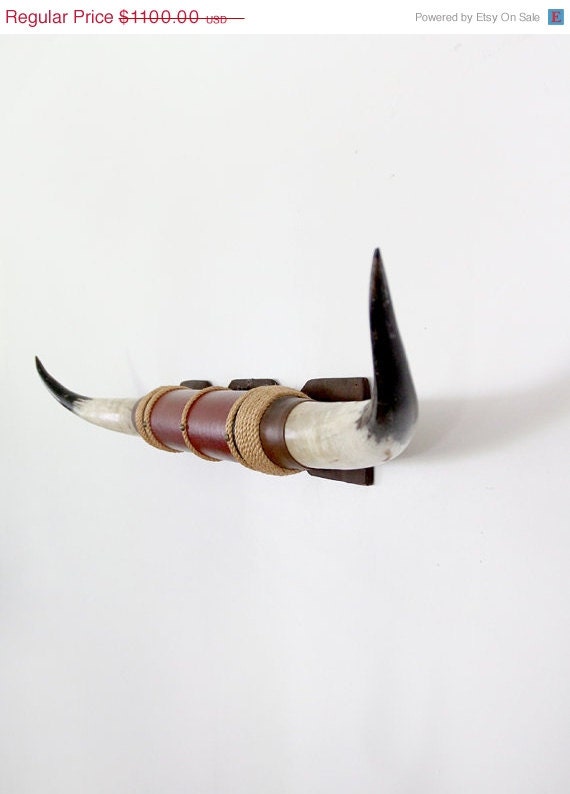 vintage bull horns longhorn wall mount by 86home on Etsy