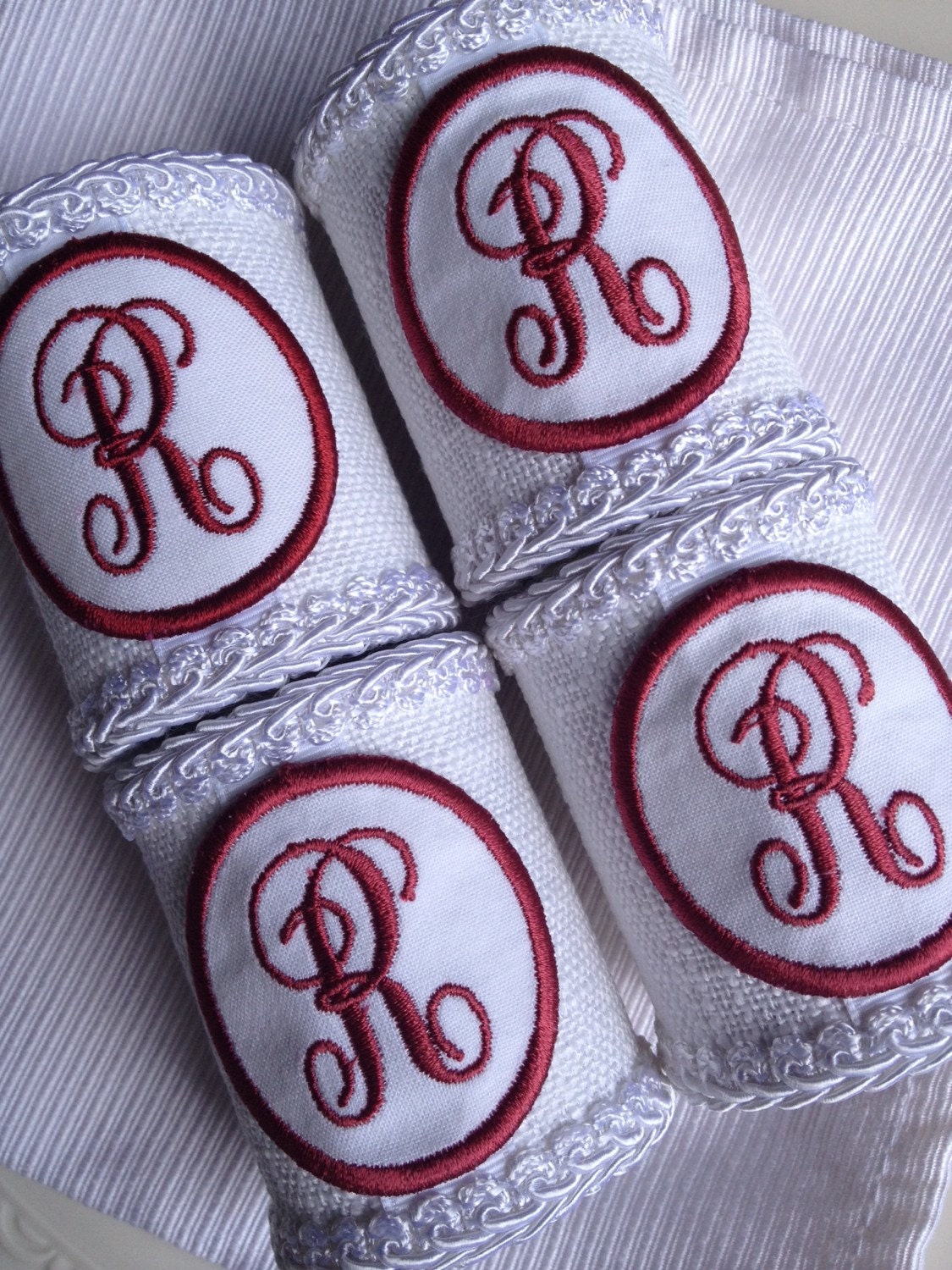 R Monogrammed Napkin Rings Personalized Letter by MyVintageAlcove