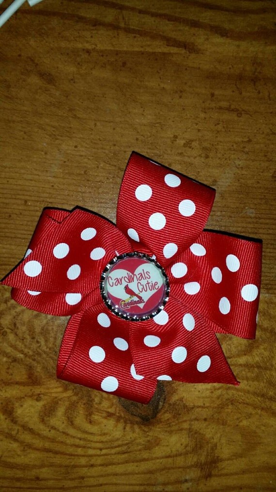 Saint Louis Cardinals inspired bottle cap hairbow
