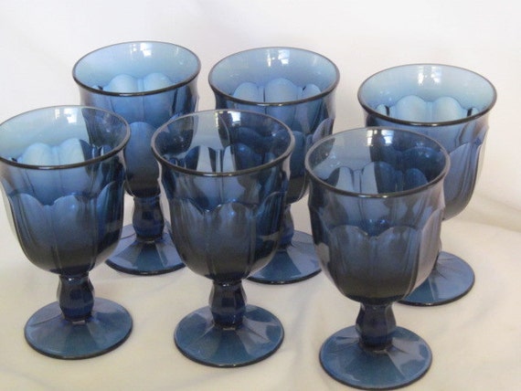 Noritake Provincial Colonial Dark Blue Wine Or Water Glasses