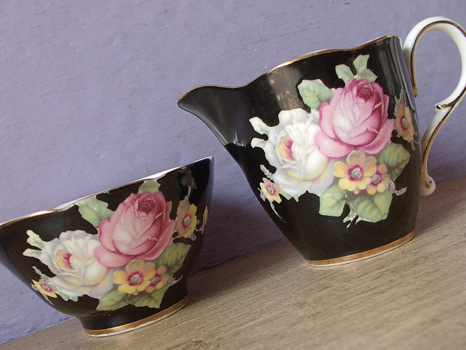 Antique English Bone China creamer and Sugar bowl by ShoponSherman