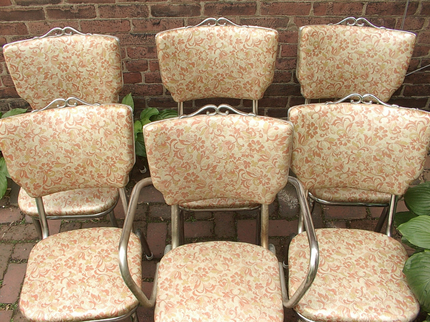 Vintage Mid Century Chrome chairs set of 6 with captain’s chair