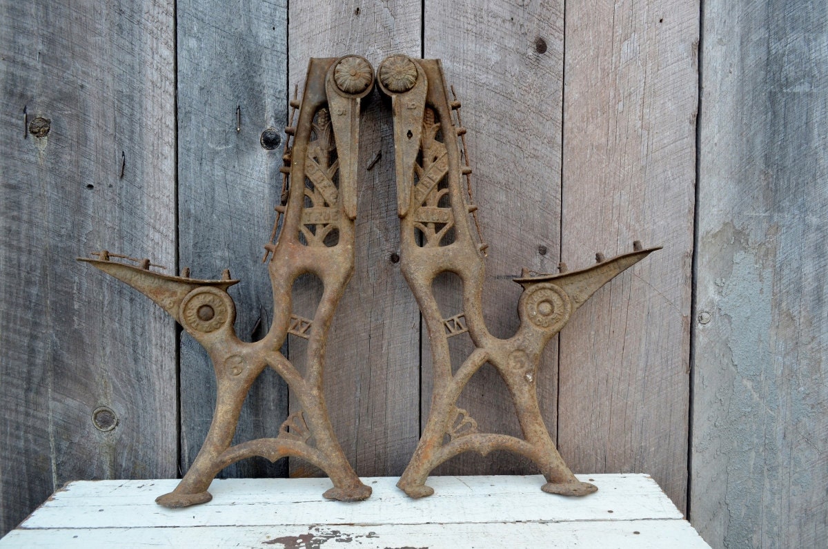 Antique Cast Iron School Desk Legs Base by RelicsAndRhinestones