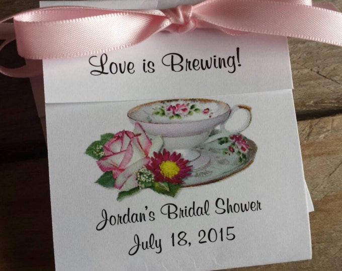 Pretty Pink Roses Teacup Tea Bag Bridal Shower Wedding Party Favors CIJ