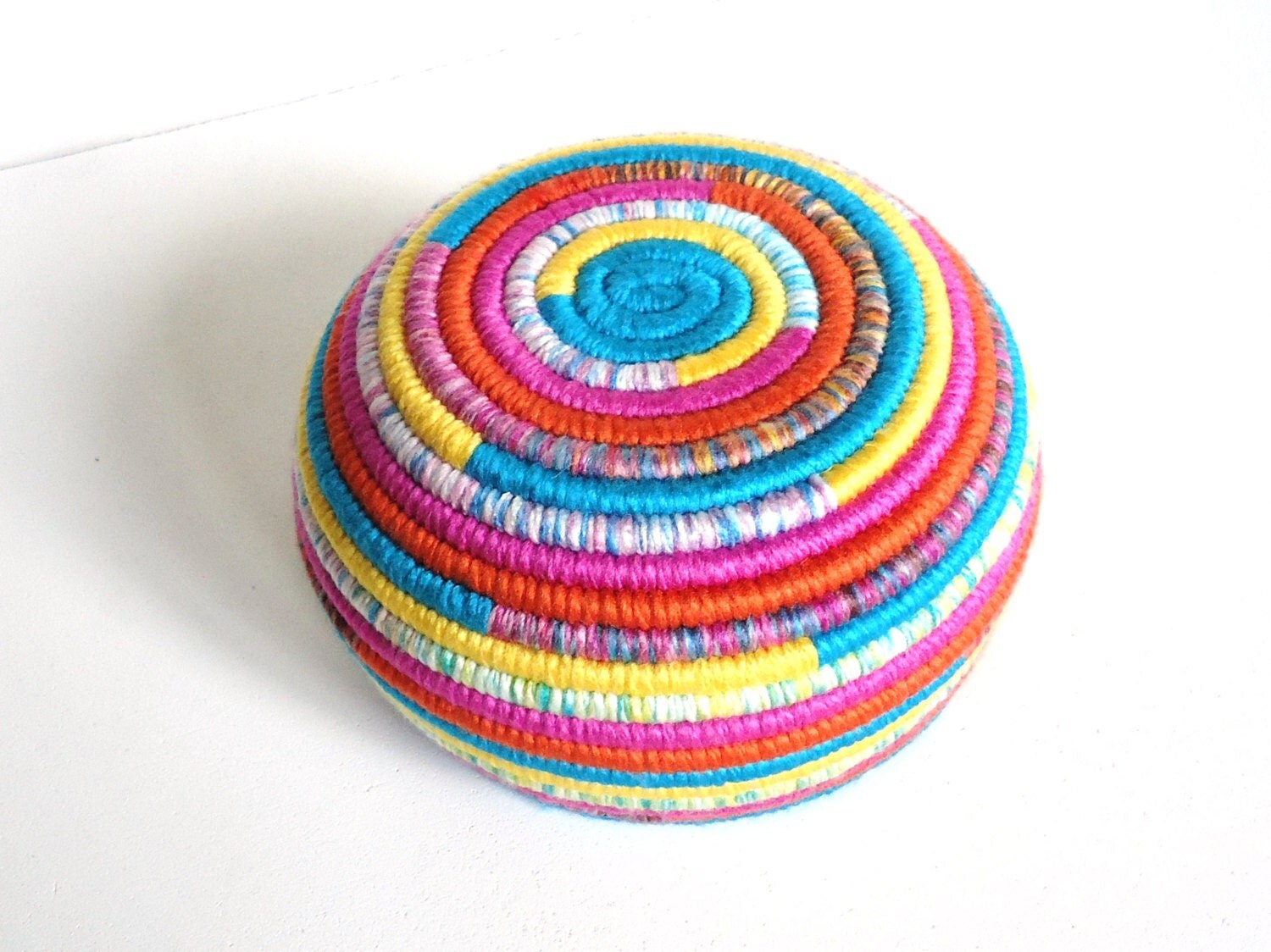 Yarn Coiled Basket Colorful Storage Basket Multicolored