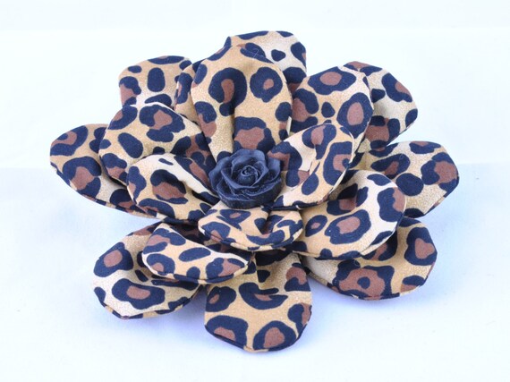 Leopard print fabric flower
