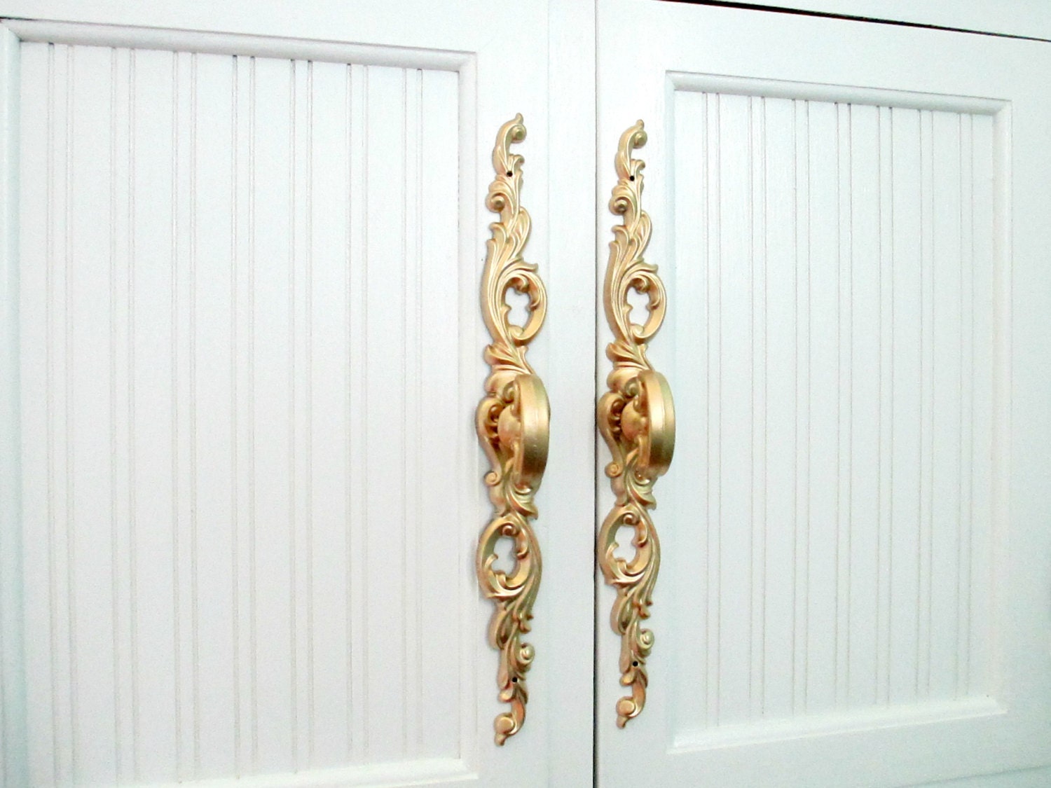 Sets of 2 LARGE Vintage French Provincial Backplates with Knob Pulls