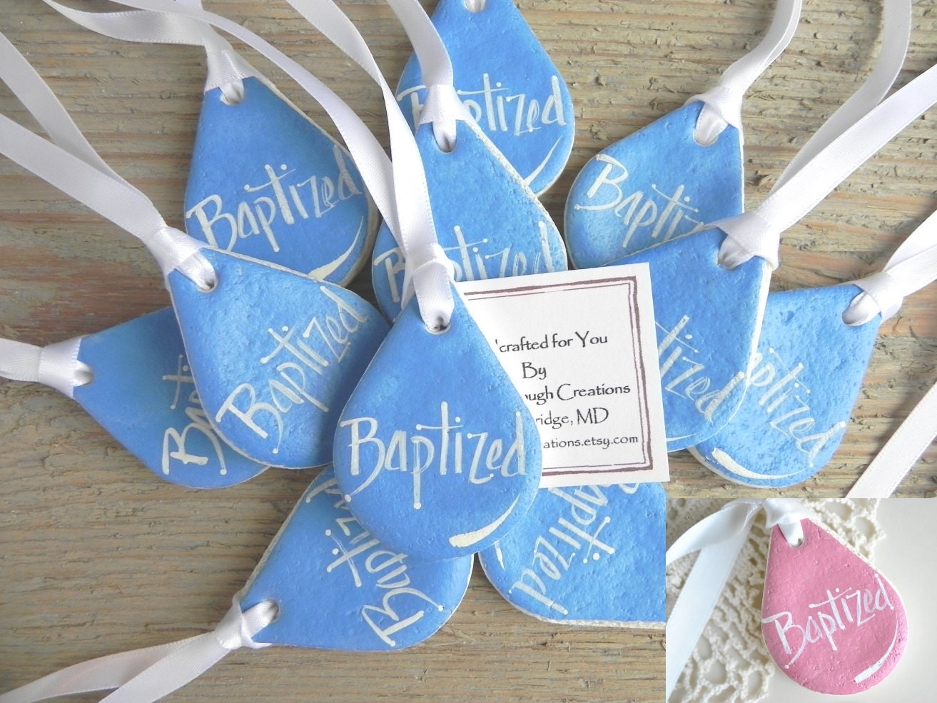 Water Drop Personalized Baptism Favor Set of 10 Wholesale